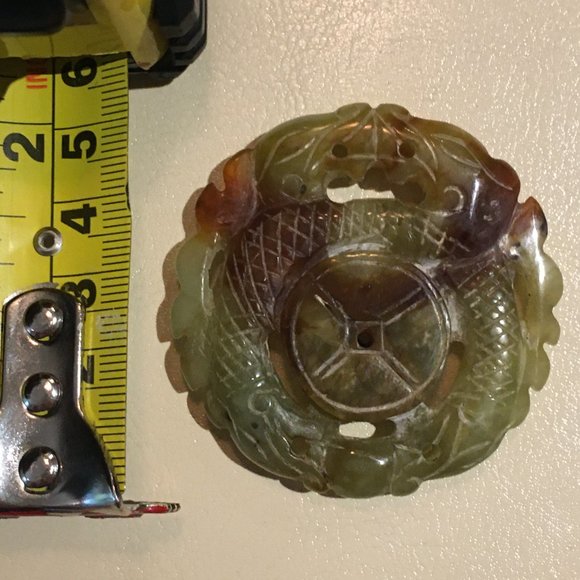 Vintage Hand Carved Jade Soapstone Chinese Dragon Pendant - Picture 4 of 5